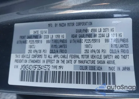 2015 Mazda Cx-5 Grand Touring from USA, damaged, VIN JM3KE4DY6F0541572